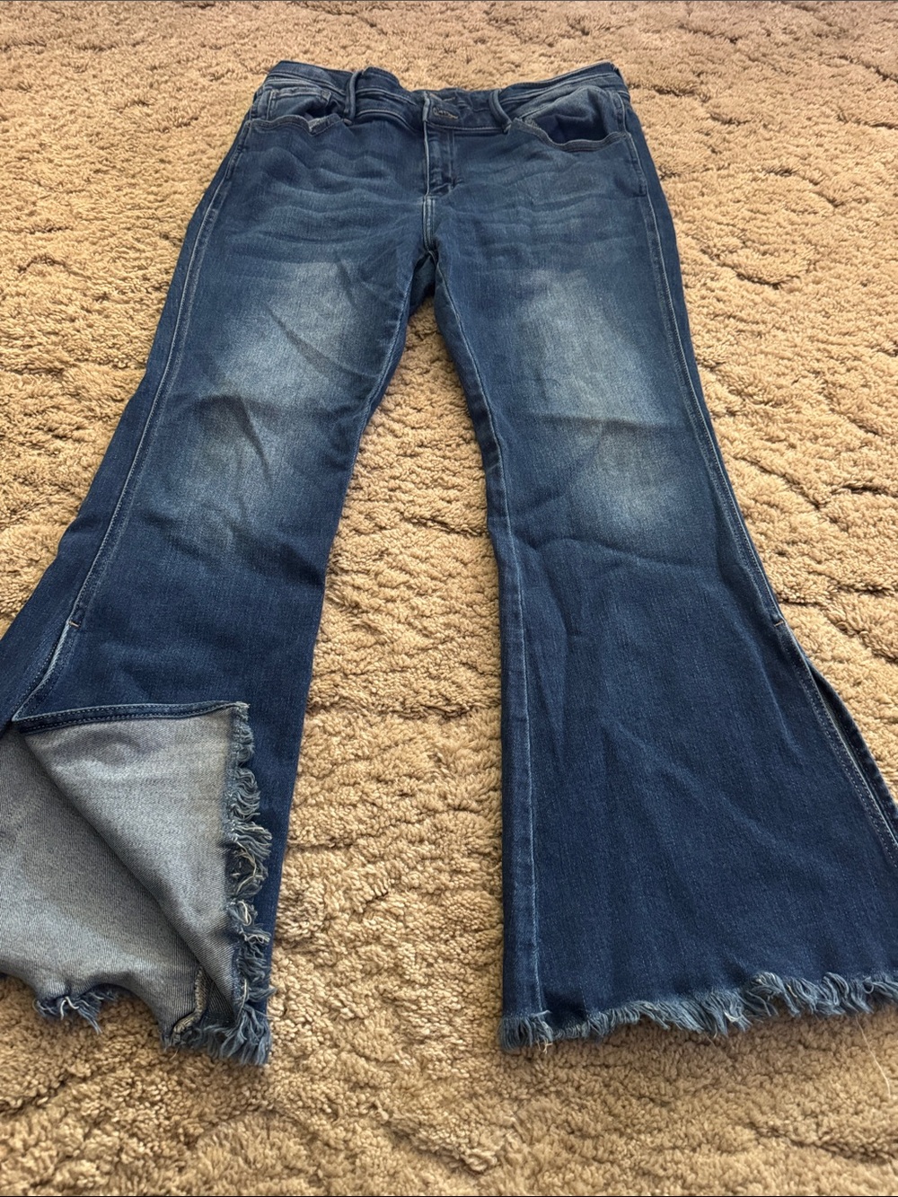 KanCan Indigo Flare Jeans with Raw Hem